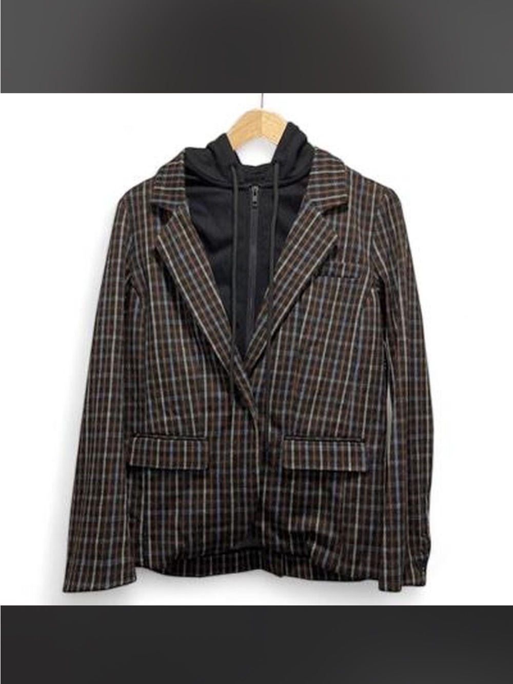 Liverpool Los Angeles Plaid Layered-Look Blazer Jacket With Removable Insert